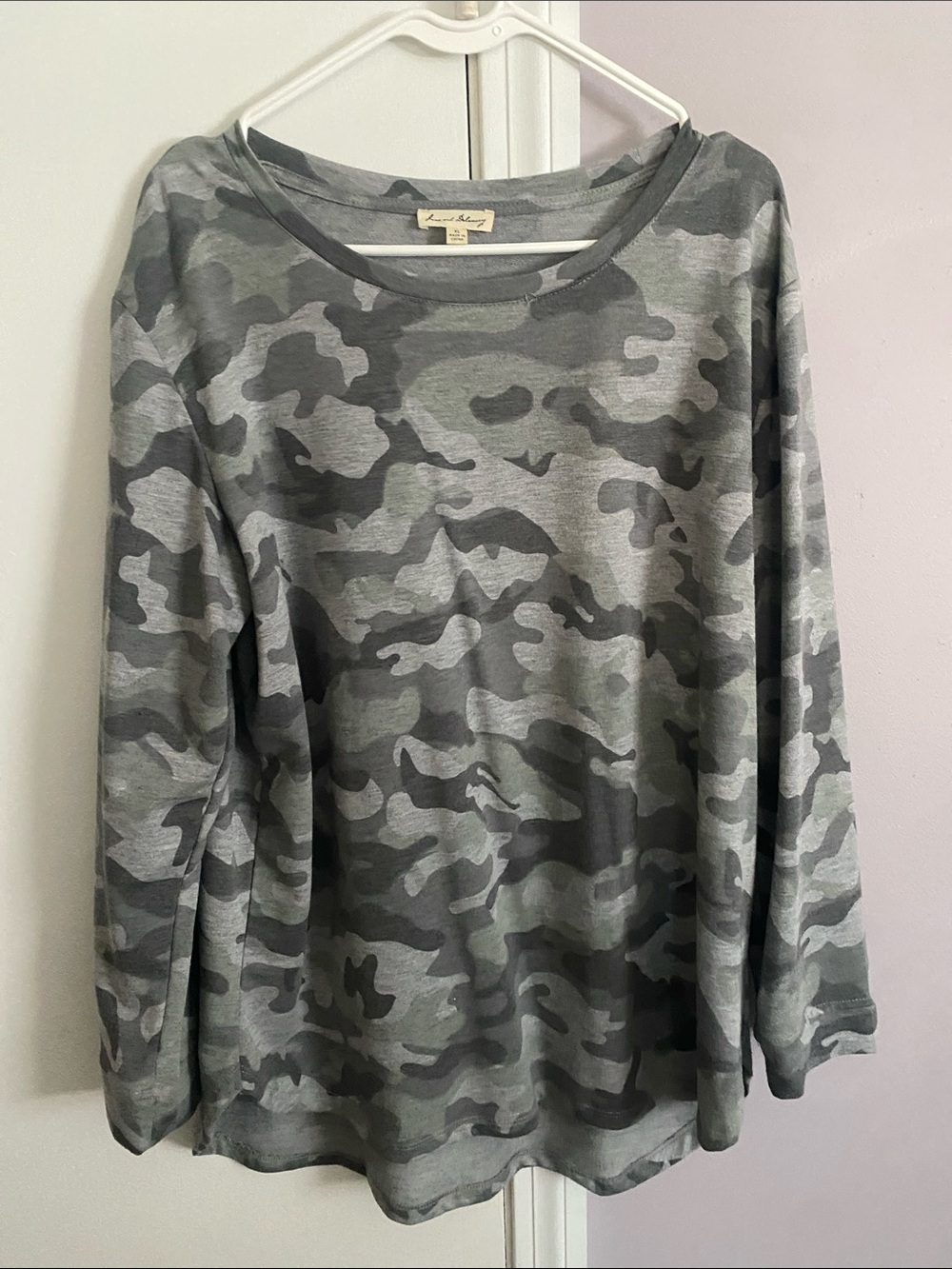 Jane and Delancey Gray Camo Long Sleeve Sweatshirt